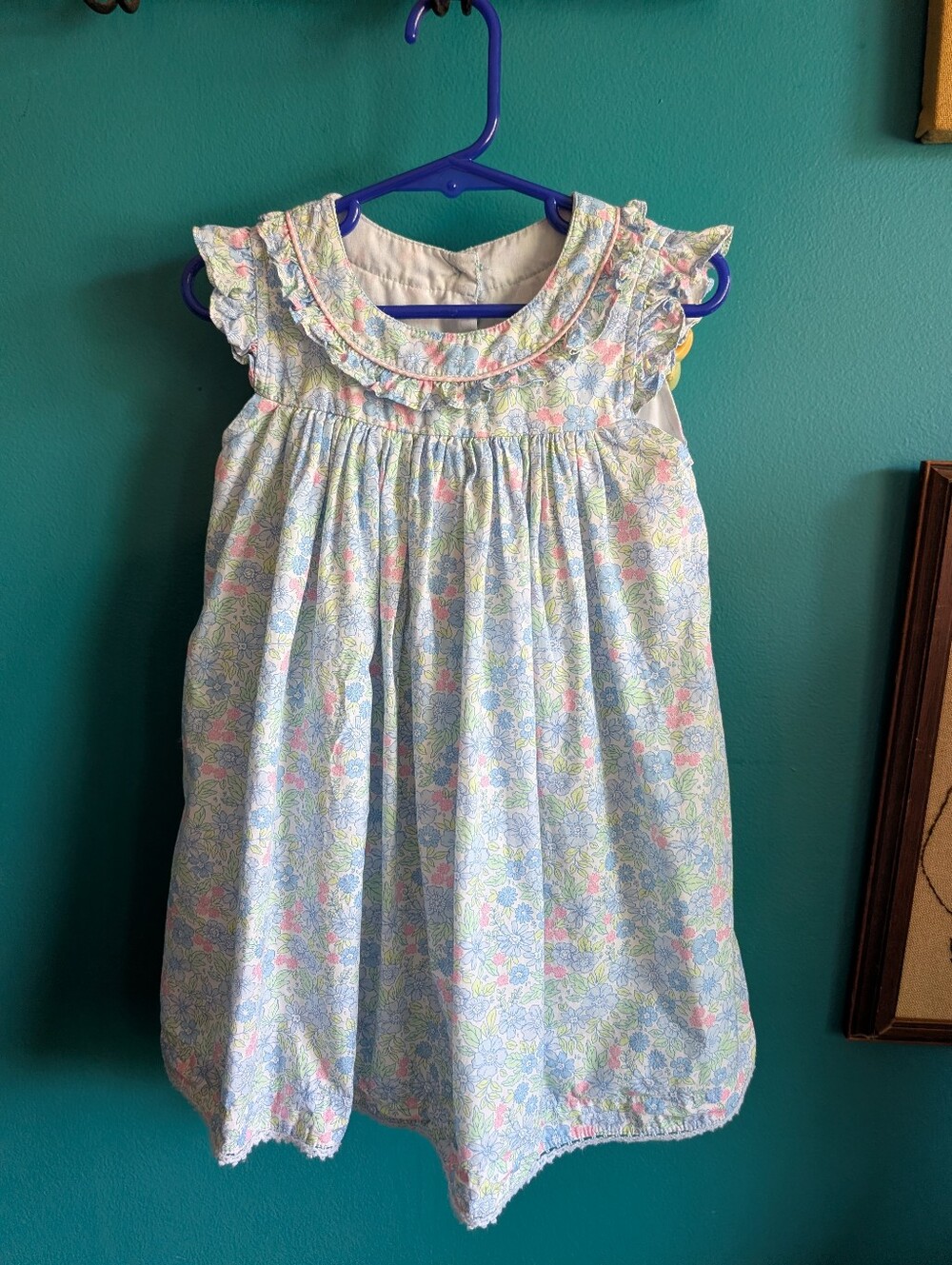 Vintage Cotton Kids Floral Dress Frilly Classic Grandmillenial Easter 3t